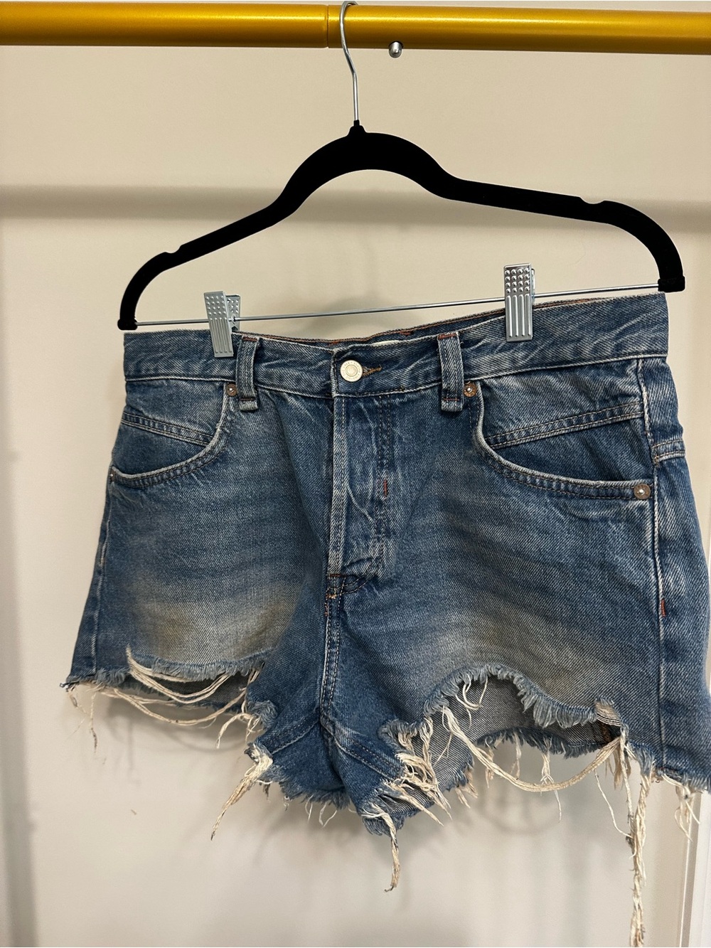Free People Distressed Denim Cutoff Shorts - Blue